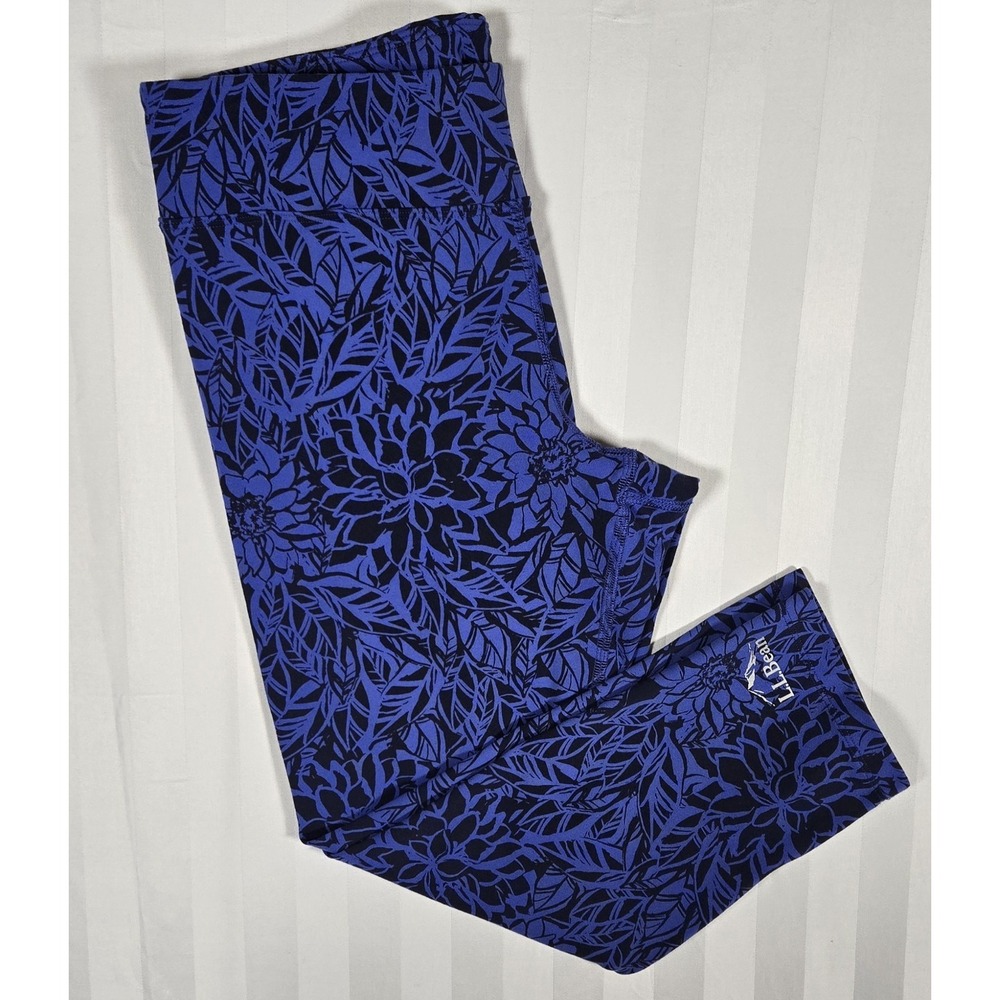 LL Bean Leggings Womens Small Boundless Performance Capris Blue Yoga UV 0026